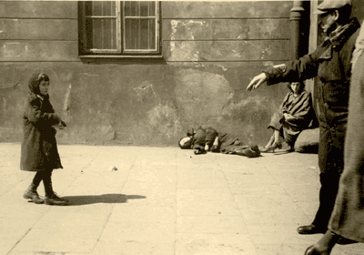 mis�re dans le ghetto,les juifs,prisonniers,mourraient de faim,de maladies;dans la rue